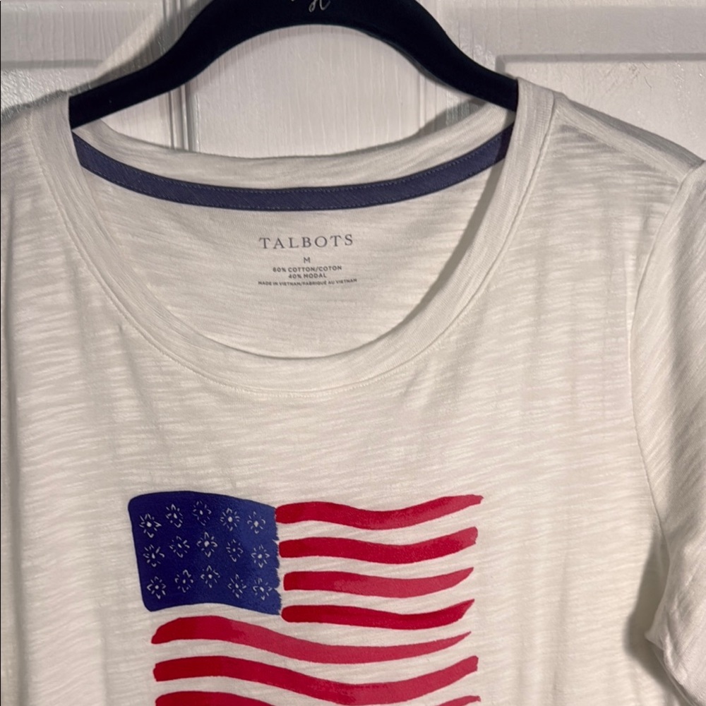 Talbots White and Red Short Sleeve T-Shirt - Picture 2 of 4